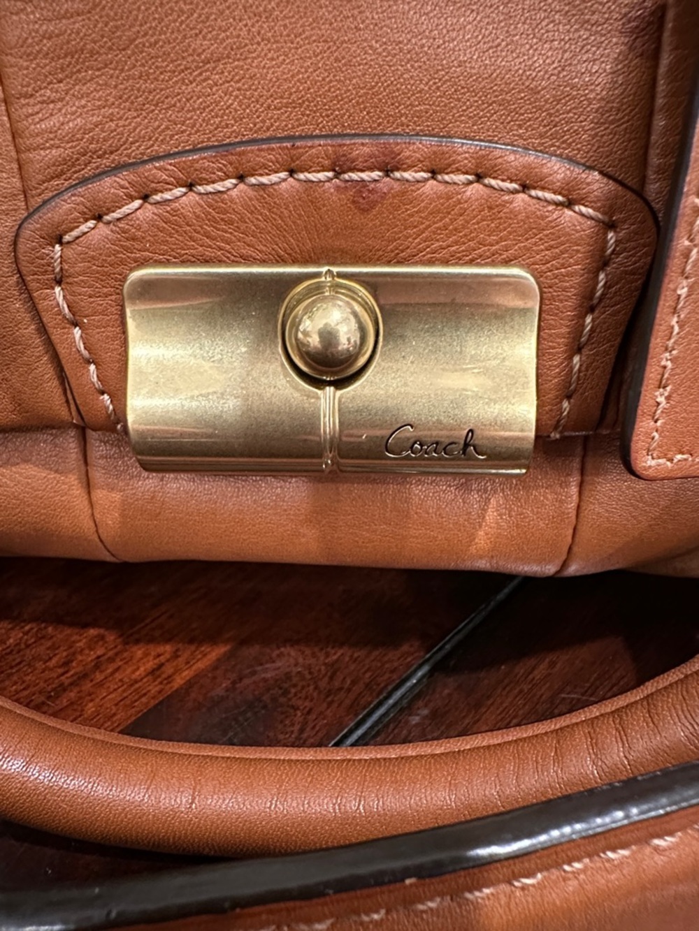 COACH Kristin Tan Leather Satchel with Gold-Tone Hardware - Picture 2 of 16